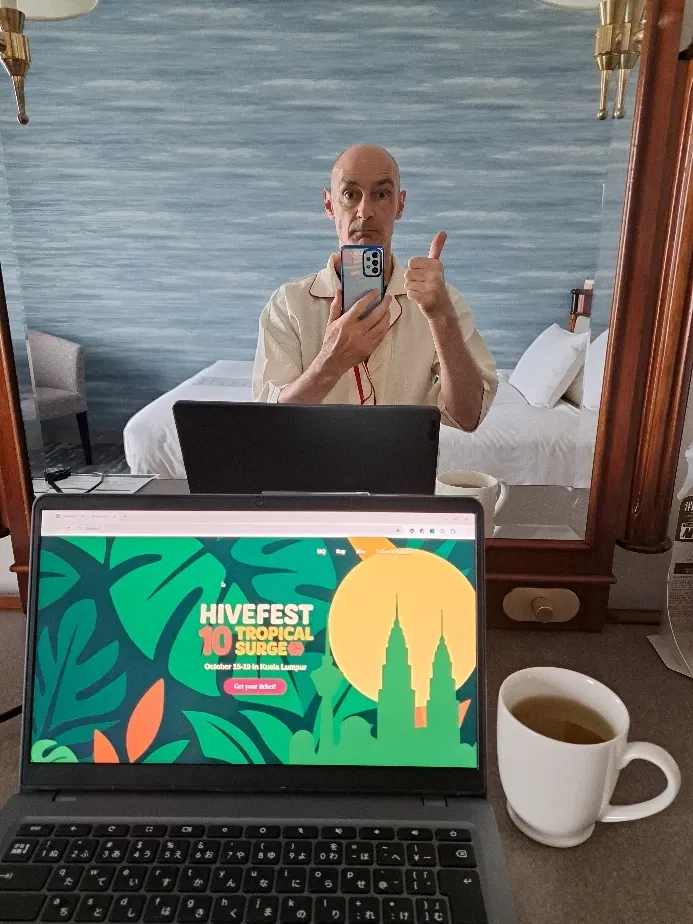 GPwrzWDvSJ5…
Payout: 0.000 HBDMy Hive Fest Diary 2: I (just about) made it to the Opening Drinks! (My Shaggy Dog Arrival Story)
2025-10-18 09:20I had a window seat on my flight from Osaka to Kuala Lumpur, and as the plane began its descent over Kuala Lumpur I had a good look at the scene below when I began to notice the sa…
Payout: 0.000 HBDMy Hive Fest Diary, 1: I made it to Osaka (Kansai International Airport)!
2025-10-16 11:19<center> ![fOM5Fi1eeS6oBm4p_20251014_155753.webp